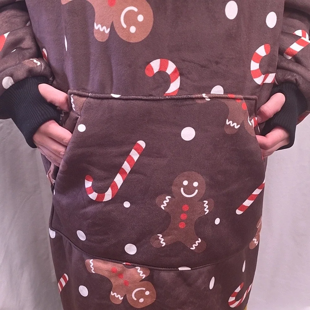 Big Blanket Co Wearable Blanket Unisex Brown Gingerbread Holiday Oversized